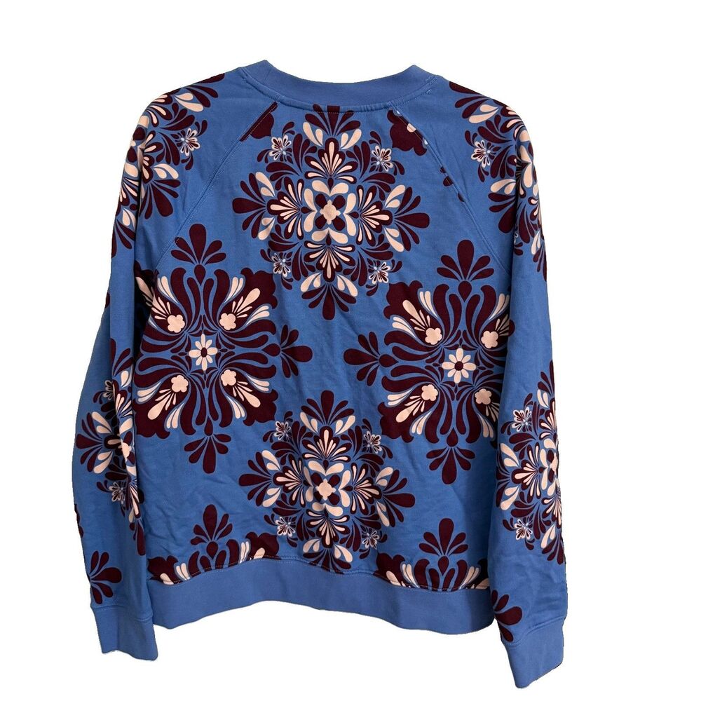 Boden Sweatshirt Womens Medium Blue Rosa Printed Pullover Cotton Crewneck - Picture 5 of 8